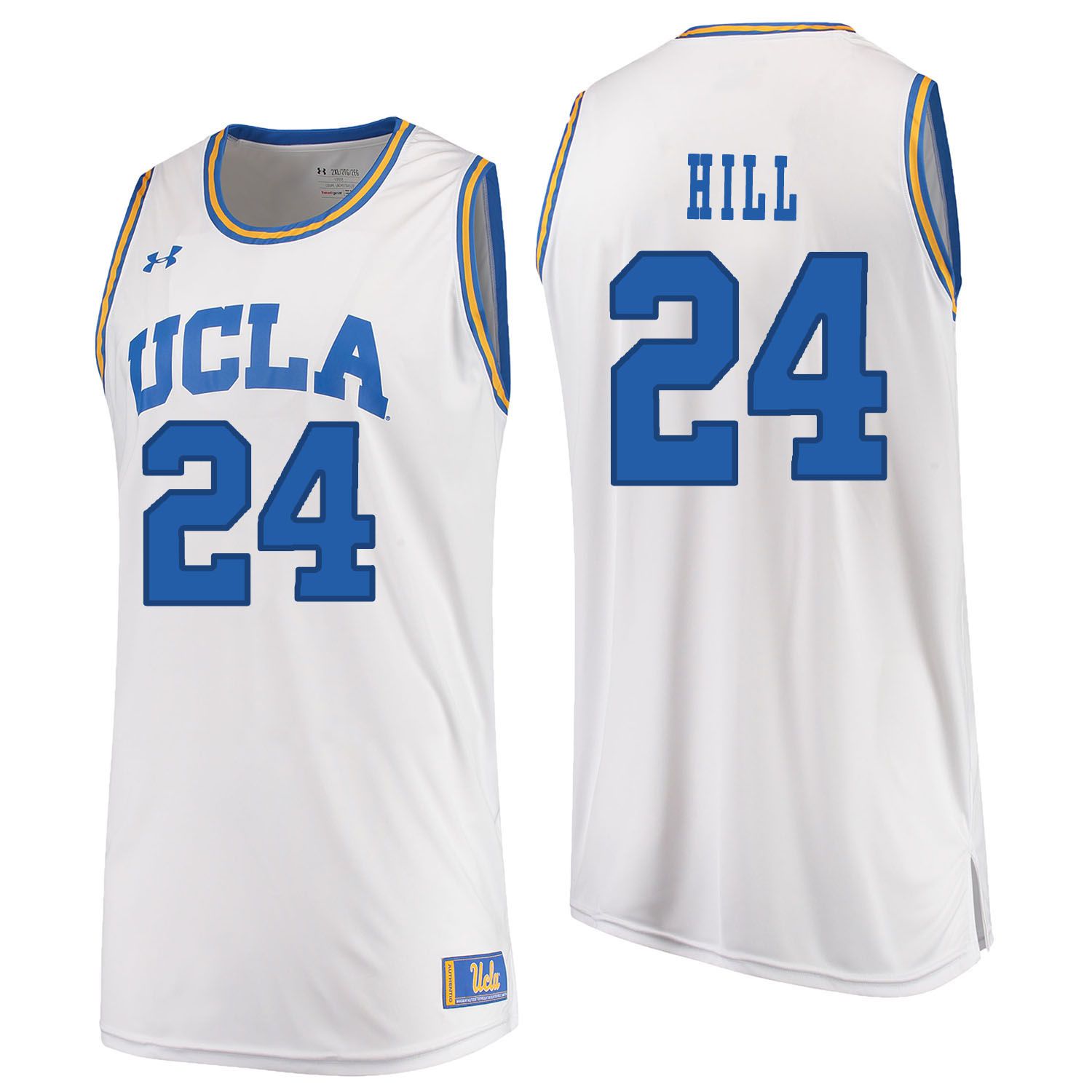 Men UCLA UA #24 Hill White Customized NCAA Jerseys